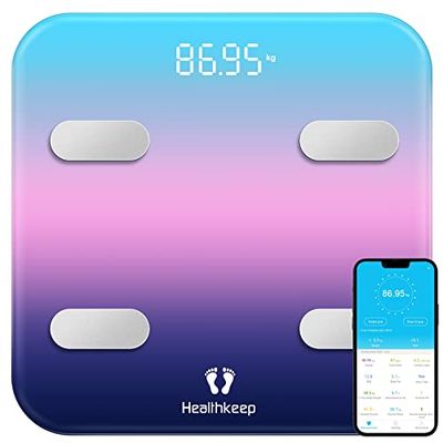 Personenweegschaal, digitale personenweegschaal, impedentiometrische intelligente bluetooth-weegschaal (glimlachend)
