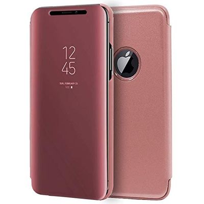 Cool Flip Cover voor iPhone XS Max Clear View Roze