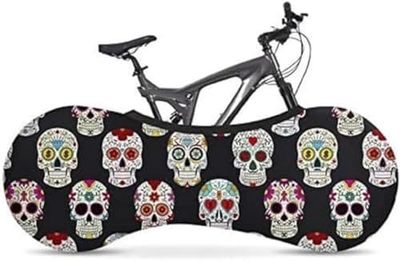 Velo Sock Overdekte fietsenstalling, standaard „Skulls” -ontwerp, ideaal voor 26"-29" fietsen, 3D-stretch, machinewasbaar