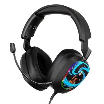 Konix Naruto Shippuden Casque Gaming Filaire 7.1 PC - Haut-parleurs 50 mm - Microphone - Câble USB 2 m - Éclairage LED - Motif Naruto Rasengan - Noir