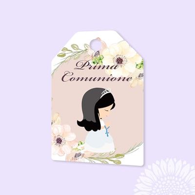 30 pezzi Cartellini Comunione stampati, bomboniera, Cresima, tag, etichette, bigliettini, bambina, bimbi, fiori (C30-C)