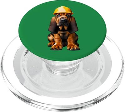 Bloodhound Dog - Casco duro amarillo para trabajador de la construcción PopSockets PopGrip para MagSafe