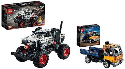 LEGO 42150 Technic Monster Mutt Monster Jam Dalmata, Set 2 in 1 con Pull-Back & 42147 Technic Camion Ribaltabile, Set 2 in 1 con Camioncino ed Escavatore Giocattolo