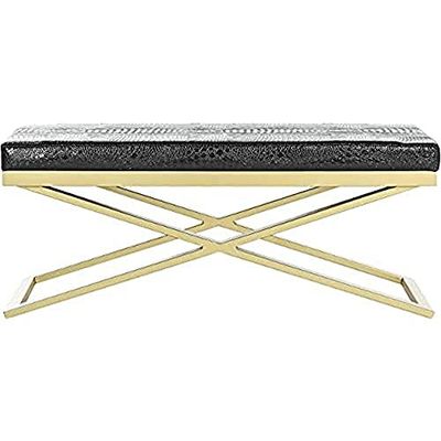 Safavieh Acra Bank 109x45x45.72 cm Zwart Krokodil/Goud