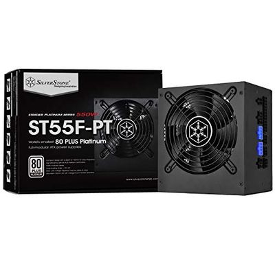 Silverstone SST-ST55F-PT - Serie Strider Platinum, 550W 80 Plus Platinum ATX PC Fuente de alimentación, Baja sonoridad 120mm, 100% Modular