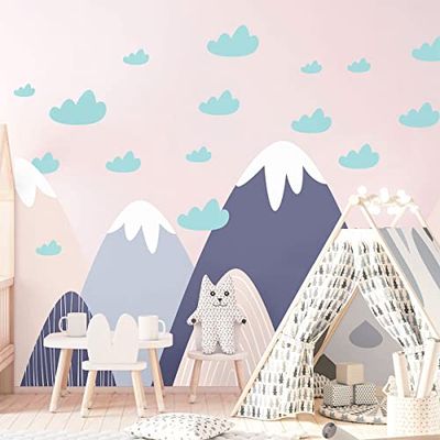 Stickers muraux Enfants - Décoration Chambre bébé - Autocollant Sticker Mural géant Enfant Montagnes scandinaves FINKA - 60x90cm