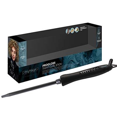 REVAMP Tight Curl Stick Tenacilla - Rizador de Pelo para Rizos Ajustados Varilla de Cerámica con Aceites Progloss Control de Temperatura Tenacilla Fina para Cabello Corto y Largo