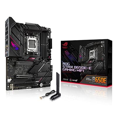 ASUS ROG STRIX B650E-E GAMING – Carte mère AMD Ryzen AM5 ATX (16+2 phases d'alimentation, DDR5, 4 x M.2, PCIe 5.0, WiFi 6E, 2.5G LAN, USB 3.2 Gen 2x2 Type-C rear I/O port, Aura Sync RGB)