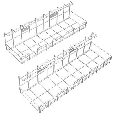 Kabelhouder bureau voor orde op de werkplek van wit metaal - kabelmanagement voor kabels, opladers, stekkerdozen - voor een veilige houvast (2 × maat L, organizer & kabelgoot) KD Essentials