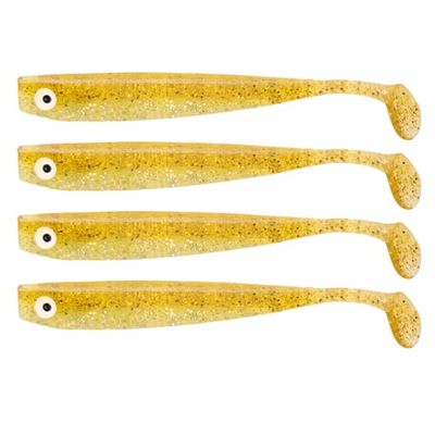Lot de 4 leurres de pêche à Paillettes dorées de 16 cm - Leurres de pêche - Leurres de Sandre - Leurres Souples