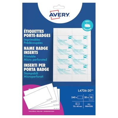 Avery L4727-20 Cartões para capas de identificação (40 x 75 mm)