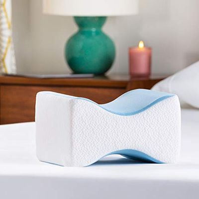 Linenspa Ergonomisk knäkudde av gel-minnesskum för sidosovare – benkudde, vit