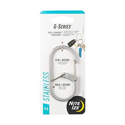NIte Ize Unisex - Adulto G-SERIES DUAL CHAMBER CARABINER, Plata, 4