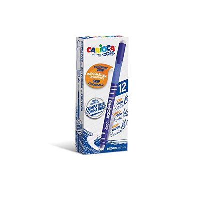 CARIOCA Oops Blauwe Pennen | Uitwisbare, Hervulbare Rollerball Pennen Set voor School en Kantoor met Dubbele Gum en Egonomische Handgreep, Blauwe Pennen, 12 Stuks