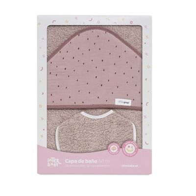 MUSELINA Wanna Płaszcz 1x1 m Punkty dziecięce · Różowy makijaż · 100% Bawełna & Okrągły Śliniaczek 20x20 cm · INTERBABY