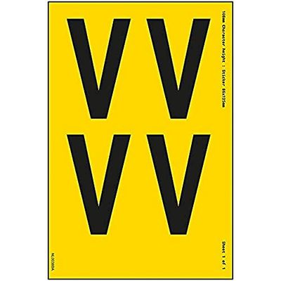 V Safety One Letter Sheet - V - 54mm Character Height - 300x200mm - Yellow Adhesive Vinyl