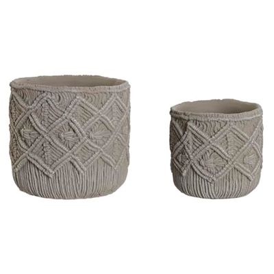 Home ESPRIT Set de Maceteros Gris Claro Cemento 20 x 20 x 18 cm