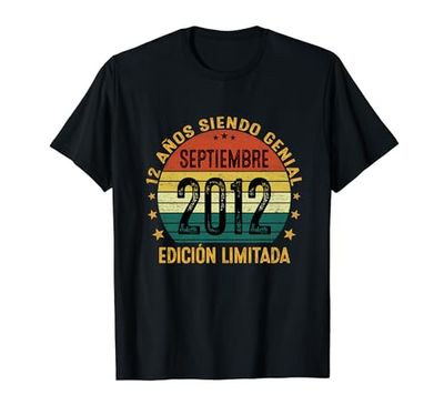 Septiembre 2012 12 Años Cumpleaños Niño Hecho En 2012 Camiseta