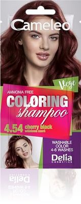 Cameleo Shampooing teinté - Rafraîchissement rapide et facile des couleurs « couleur en couleur » - Sans ammoniaque ni oxydants - Shampoing en sachet - 40 ml (4,54 Cherry Black)