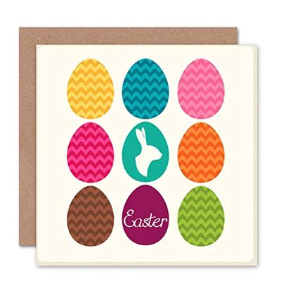 EASTER CARTOON PAINTED EGGS BUNNY BLANK GROETINGS CARD ART