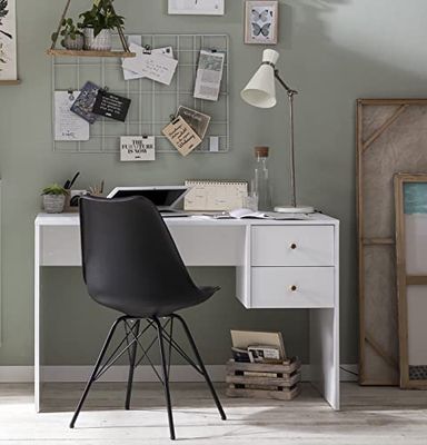 Schildmeyer Jonte Bureau avec 2 tiroirs, Bois, Blanc, 117 x 67 x 73,5 cm