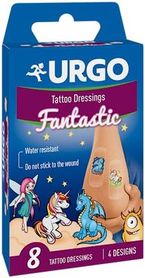 Urgo - Tatuaggio cerotto – Fantastic – 8 cerotti – 4 diversi motivi – per bambini dai 3 anni in su