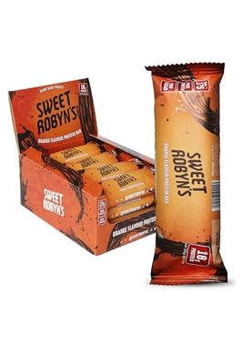 SWEET ROBYN’S Orange Protein Bars – 18 g Protein, Collagen-Infused, Low-Sugar, Real Belgian Chocolate (12 Pack, 55 g Each)