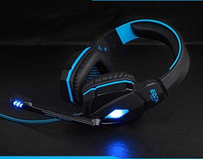 Shot Case Gamer-hoofdtelefoon met microfoon en afstandsbediening voor PC Asus ROG LED, universele geluidsregelaar, USB-jackplug, blauw