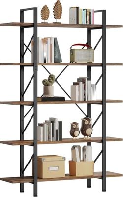 YITAHOME Libreria a 5 Livelli, Libreria Artistica Moderna, Scaffale per Libri, Scaffali in Soggiorno/Casa/Ufficio, Organizzatore Porta Libri per Libri/Film - Marrone Rustico