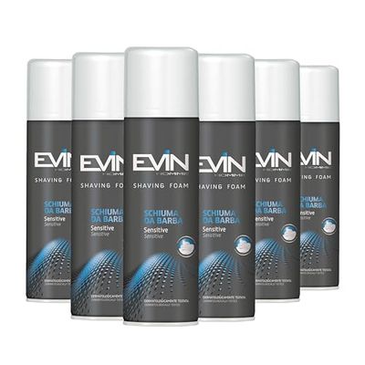 EVIN HOMME | Schiuma da Barba Sensitive, Rende Liscia e Morbida la Pelle Durante la Rasatura, 6x300ml