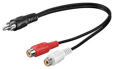 Goobay 50006 Câble Adaptateur Audio Y, Cinch Mâle Vers Cinch Femelle Stéréo, Noir, 1.5m Longueur de Câble