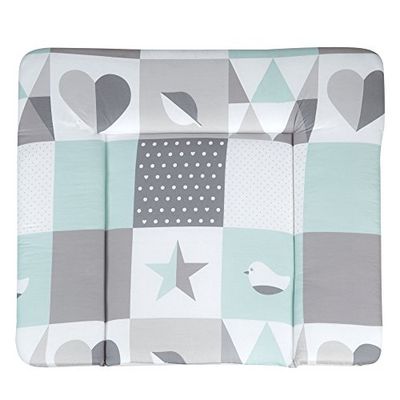 roba Colchão trocador bebé impermeável Happy Patch - 85 x 75 cm - colchão para meninos e meninas - revestido de PU - verde / cinzento / branco
