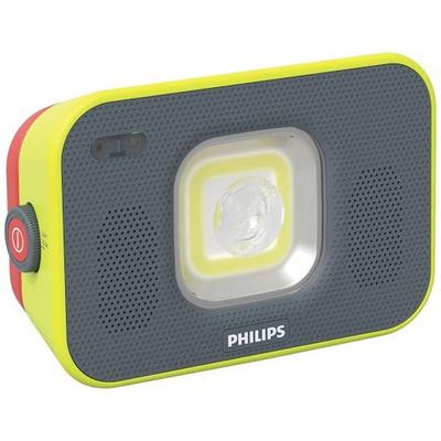 PHILIPS Lampada da Lavoro LED Xperion 6000 Flood Audio, proiettore a LED Ricaricabile con Luce zoomabile e dimmerabile, Altoparlanti Bluetooth, 1000 lm, rilevamento del Movimento