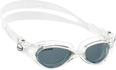 Cressi Flash Swim Goggles óculos de natação premium para adultos 100% anti-UV, transparente/branco/cinzento, tamanho único