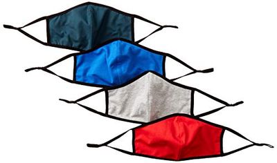 Quality Durables Unisex 4-Pack Reusable Face Covering Maschera Costume, Rosso/Grigio/Blu Reale/Grigio Erica-Adulto, Small/Medium