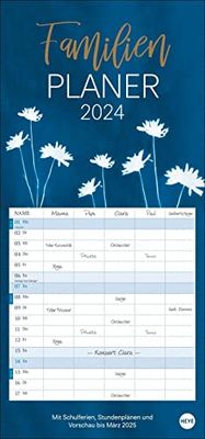 Agenda familial Indigo 2024. Grand calendrier familial avec un beau design et beaucoup d'espace pour les rendez-vous : outil d'organisation et accroche-regard en un ! Calendrier 2024 avec 5 colonnes.