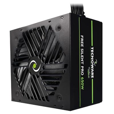 Tecnoware Power Systems Alimentatore Free Silent PRO 650 per PC Evoluti con Scheda Grafica NVIDIA GeForce GTX - RTX, Ventola Silenziosa, connettori PCI-E, CPU 4+4, SATA, Molex