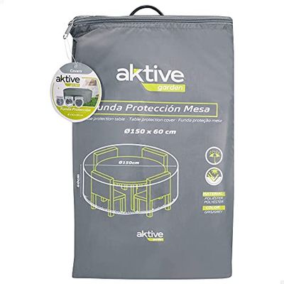 AKTIVE Copertura impermeabile per tavolo da giardino, coperture impermeabili per mobili da giardino, copertura per tavolo rotondo, Ø150 cm, 60% poliestere, con protezione UV, grigio, Giardino