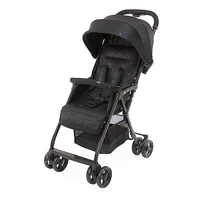 Chicco OHlalà 3 Poussette Canne Bébé Ultra légère, Compacte, Pliable et Inclinable de la Naissance à 15 kg, avec un Grand Panier, Housse de Pluie Incluse, et Toit Extensible - Jet Black