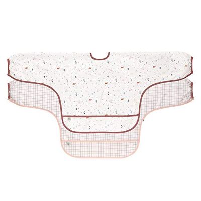 LÄSSIG Baby slabbetjes met lange mouwen set 2 stuks om te binden opvangbescherming/Garden Explorer Girls