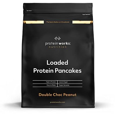 Protein Works| Loaded Tortitas Proteicas | Alto En Proteínas, Bajo Ig, Mezcla De Tres Proteínas | Double Choc Peanut | 1kg