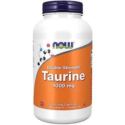 Now Foods, Double Strength Taurine, 1000mg, 250 capsule Vegan, Testato in Laboratorio, Senza Glutine, Senza Soia, Senza OGM, Vegetariano