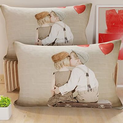 PETTI Artigiani Italiani - Par de Fundas de Almohada 30x50 cm, Pareja de Funda de Cojín Beso Beige, 100% Microfibra Hipoalergénica, Paquete de 2, Made in Italy