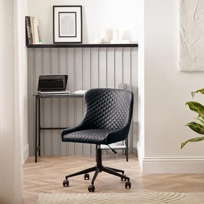 Julian Bowen Chaise de Bureau de Luxe en Similicuir Noir, 52 x 60 cm