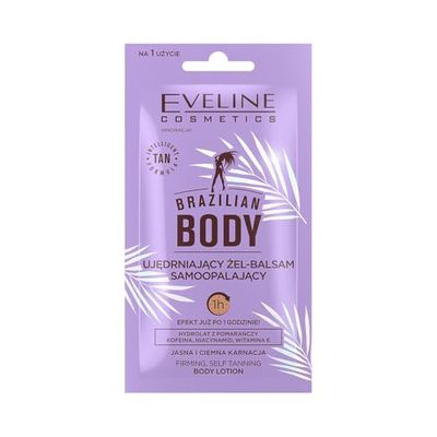 Eveline Cosmetics Bálsamo de gel reafirmante brasileño corporal con eritrulosa, DHA y cafeína, fórmula vegana