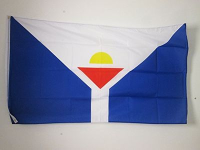 AZ FLAG - Drapeau Saint-Martin - 90x60 cm - Drapeau Saint-Martinois 100% Polyester Avec Oeillets Métalliques Intégrés - Pavillon 50 g