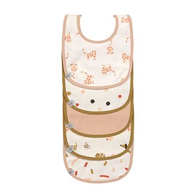 LÄSSIG Baby peuter slabbetje set (5 stuks) klittenbandsluiting katoen waterdicht/Value Pack Bib Little Mateys spicy orange