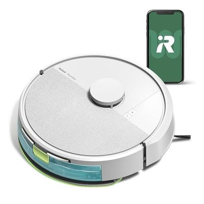 iRobot Roomba® 105 Combo Robotstofzuiger met Dweilfunctie - 7000 Pa Zuigkracht - LiDAR-navigatie - Tapijtdetectie - Schoonmaak- en vermijdzones - 4 Zuigniveaus - Ideaal voor huisdieren - Wit (Y3112)