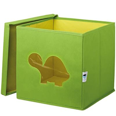 Love it Store it Opbergdoos met deksel - Stoffen speelgoeddoos - Vierkant en stevig - Groen met schildpad - 30x30x30 cm