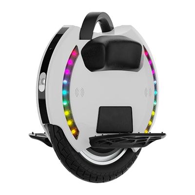Kingsong elektrische eenwieler KS-14m, volwassene, wit, 800W motor, actieradius tot 15 km, 20 km/u met trekstang, 14 inch opblaasbare band, luidspreker en bluetooth